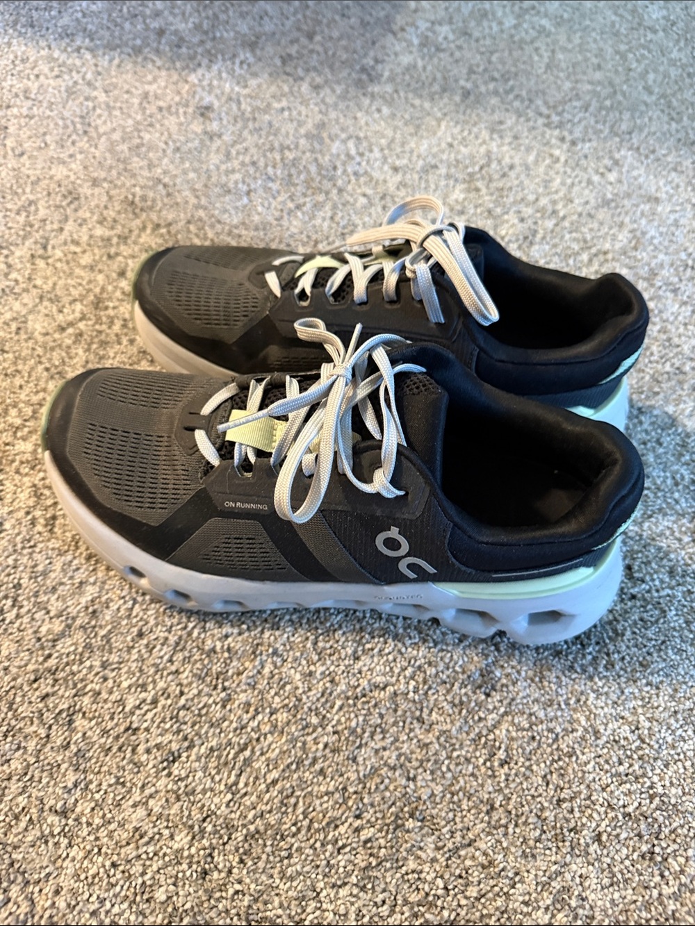 On Running Women's Gray, Black and Light Green Cloudfoam Athletic Shoes